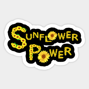 Sunflower Power (Black Background) Sticker